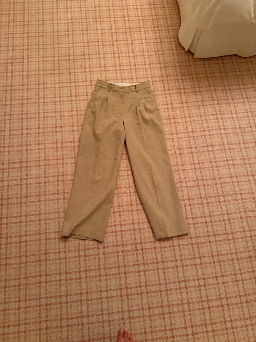 Aritzia Beige High-Waist Tailored Trousers